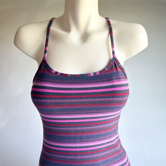 Lululemon Purple Pink Grey Striped Top size S - Picture 2 of 12